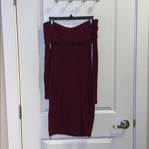 Express tight/mini off-shoulder sweater dress